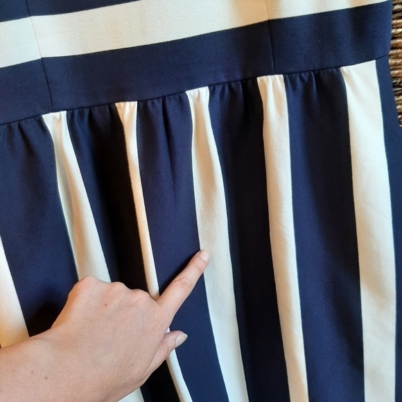 Eliza J Fit & Flare Striped Preppy Mini Dress Navy Blue 10 Tenniscore Tennis - Picture 11 of 13